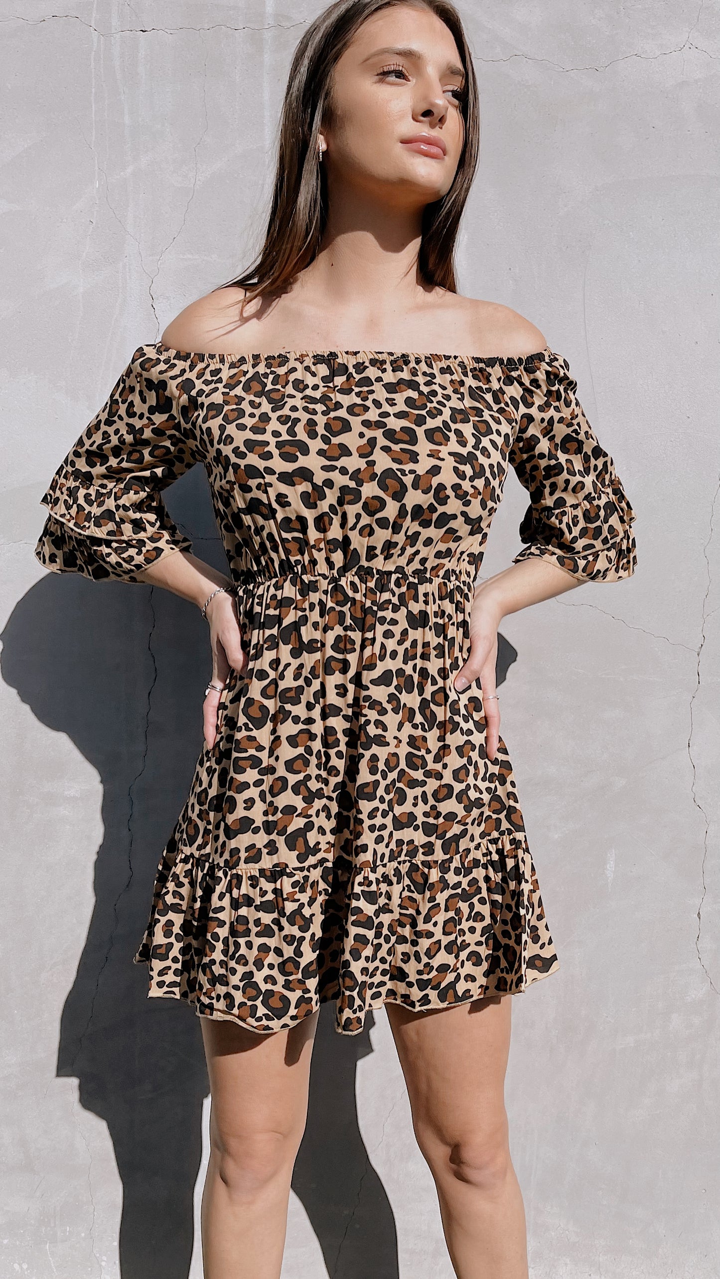 OFF-Shoulder Leopard Print Mini Dress
