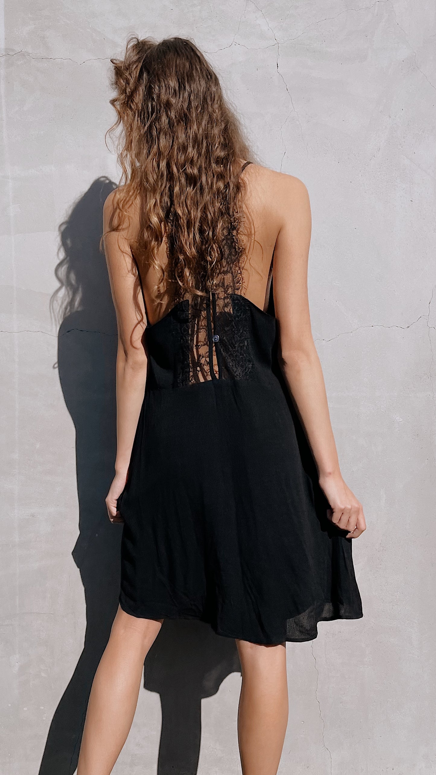Black Lace V-Neck Dress