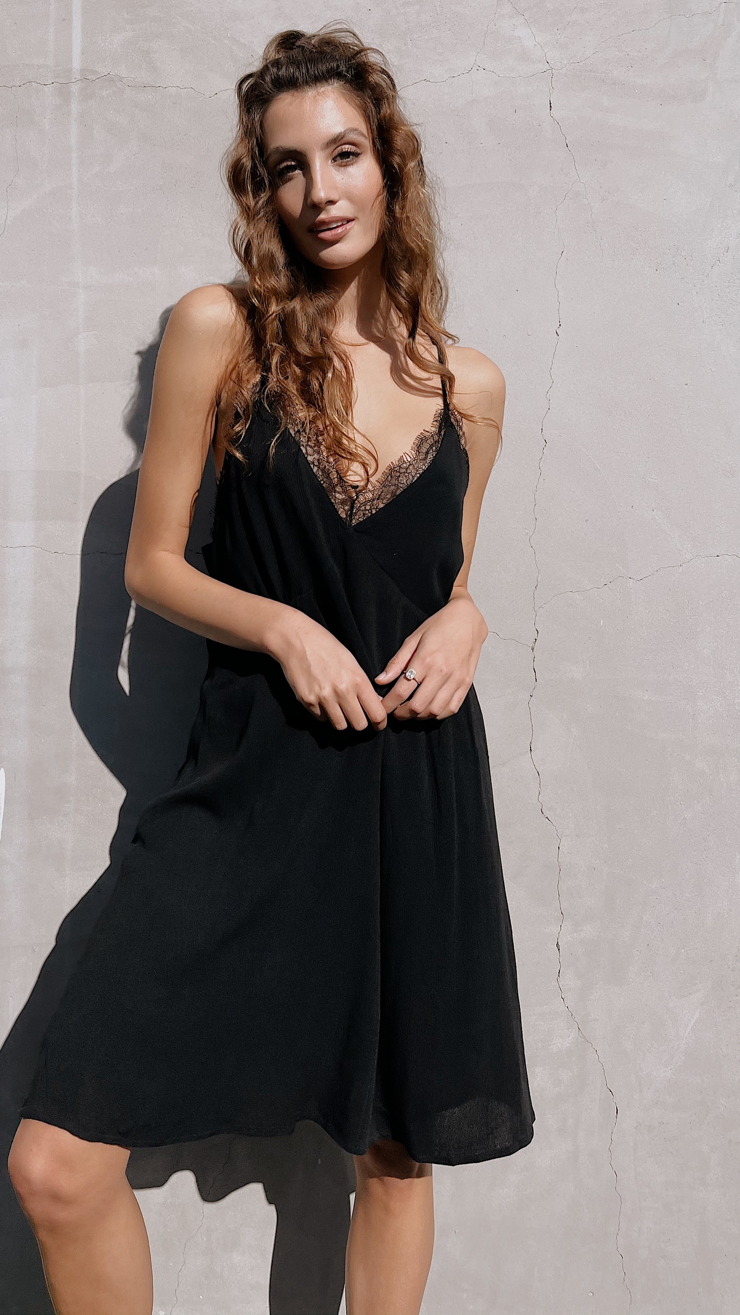 Black Lace V-Neck Dress