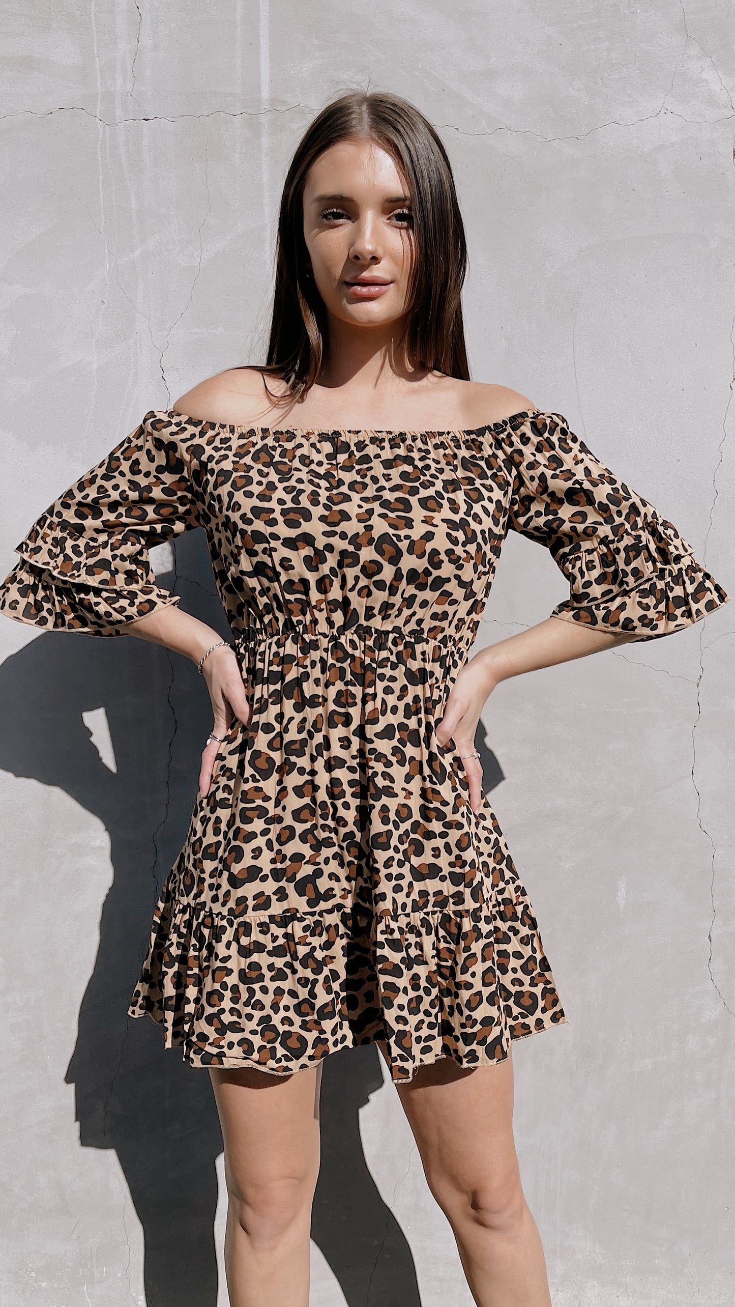 OFF-Shoulder Leopard Print Mini Dress
